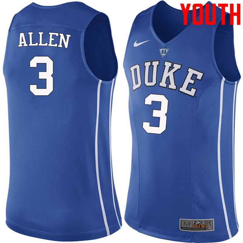 Youth #3 Grayson Allen Duke Blue Devils College Basketball Jerseys-Blue